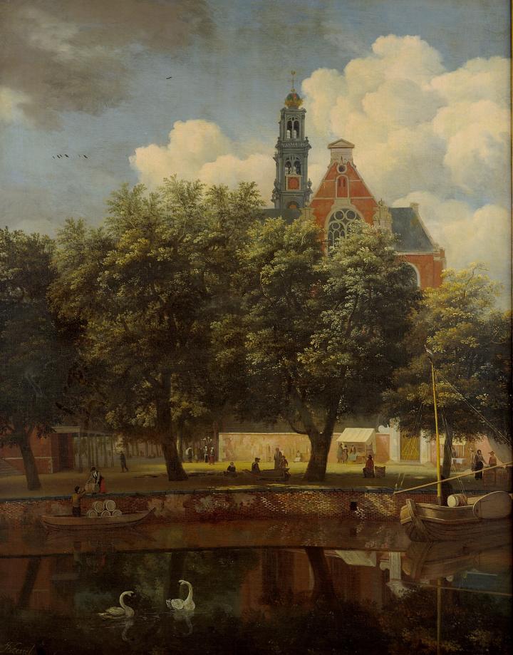 Gezicht op de Keizersgracht en de Westerkerk van Amsterdam